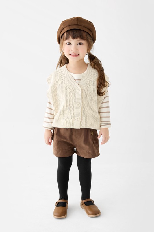 粗針寬版開襟背心-童