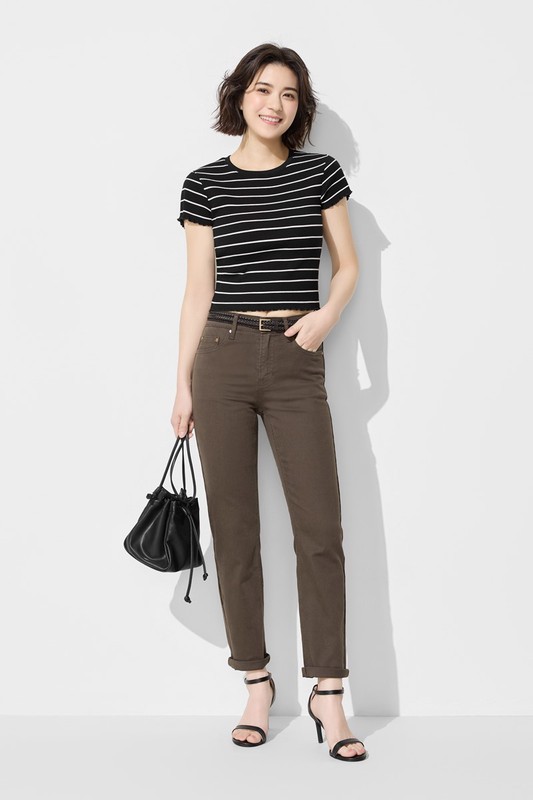 多色修身直筒九分牛仔褲-女