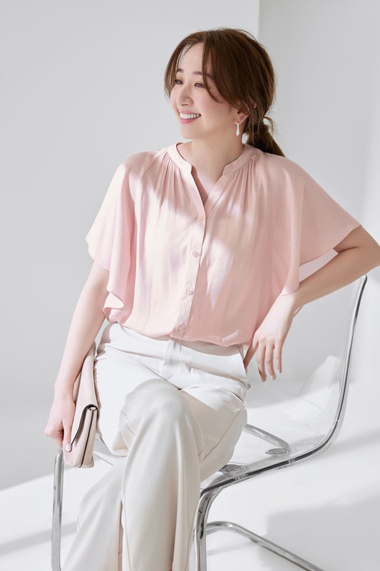 柔光寬版荷葉袖上衣-女