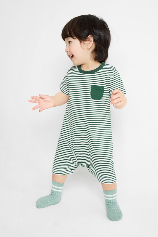 純棉口袋條紋連身衣-Baby