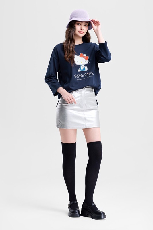 三麗鷗寬長版八分袖印花T恤-03-女