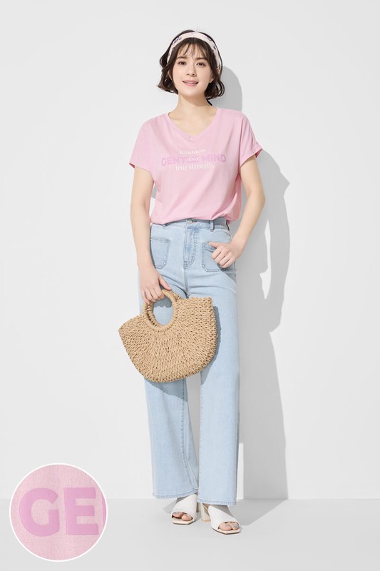 莫代爾V領文字上衣-02-女