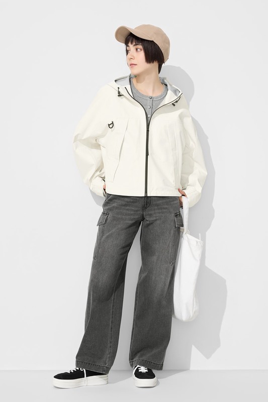 工裝牛仔寬褲-女