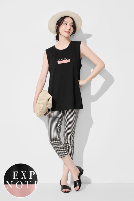 純棉文字印花背心-女