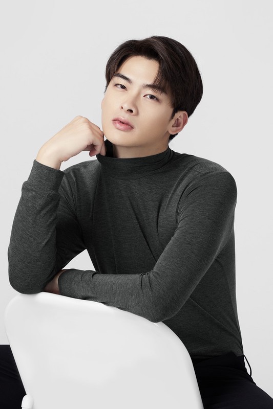 heatup立領九分袖上衣-男