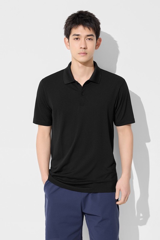 吸排無側縫網眼polo衫-男