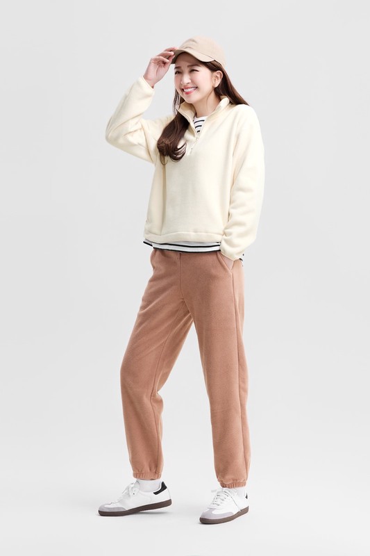 Fleece寬版束口長褲-女