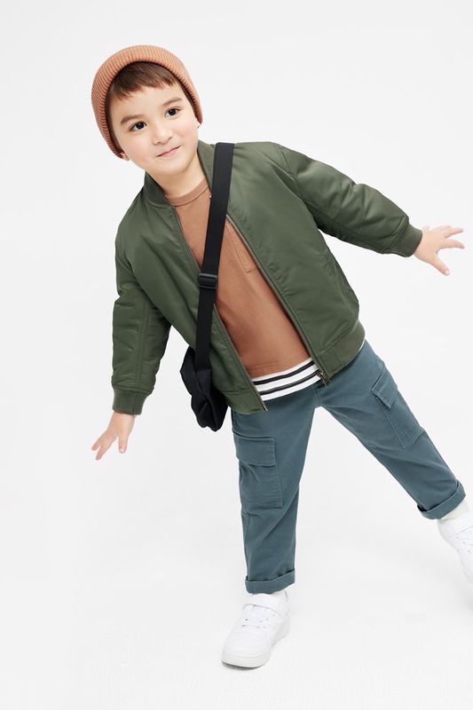 羅紋貼袋長褲-童