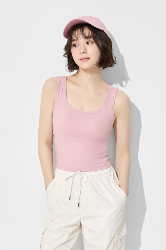 Bra羅紋中短版背心-女