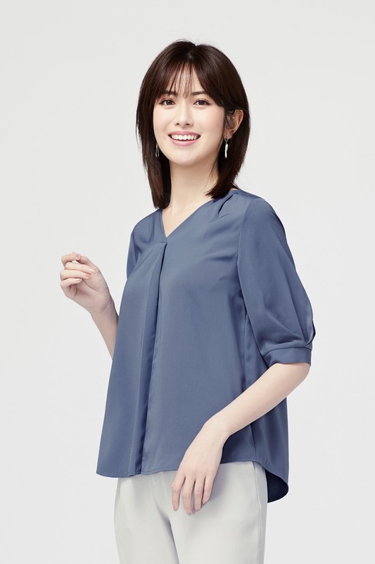 輕柔V領五分袖上衣-女