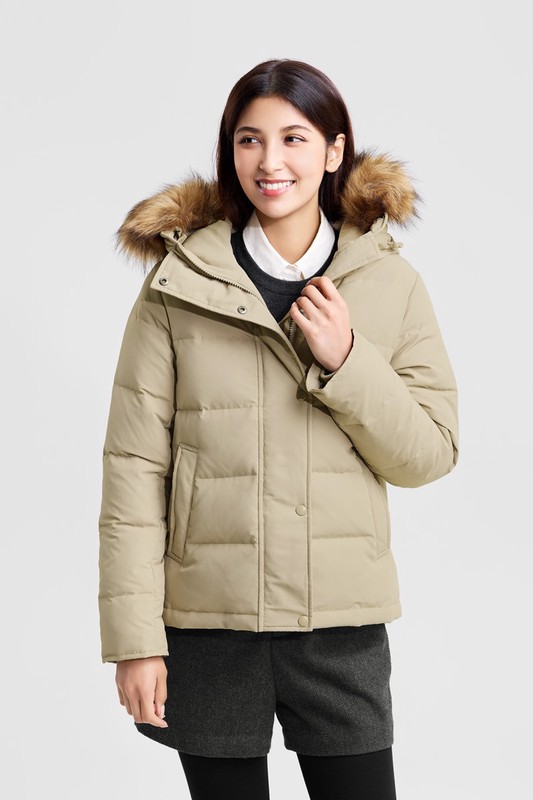 極暖羽絨帽毛連帽外套-女