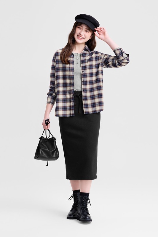 法蘭絨格紋襯衫-女