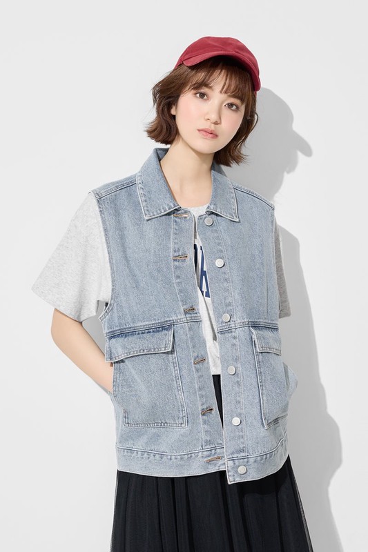 牛仔寬版背心-女