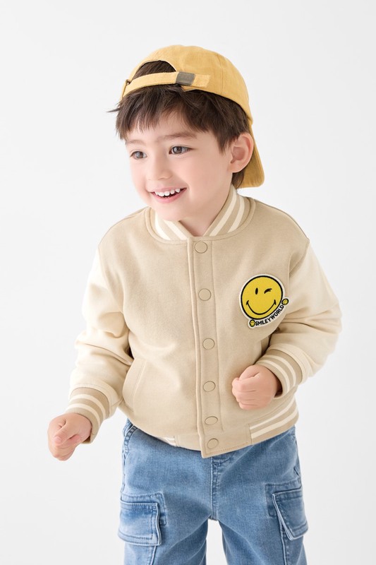 SmileyWorld®刷毛貼布繡棒球外套-童