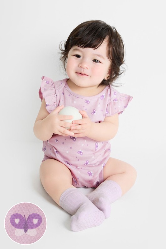 純棉荷葉袖印花包臀衣-Baby