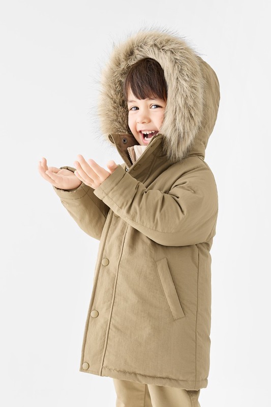 極暖羽絨中長版連帽外套-童