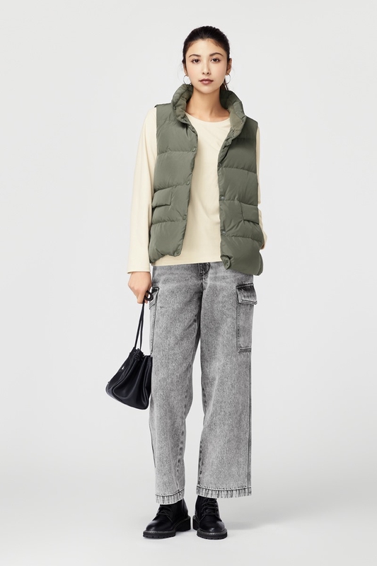 工裝牛仔寬褲-女