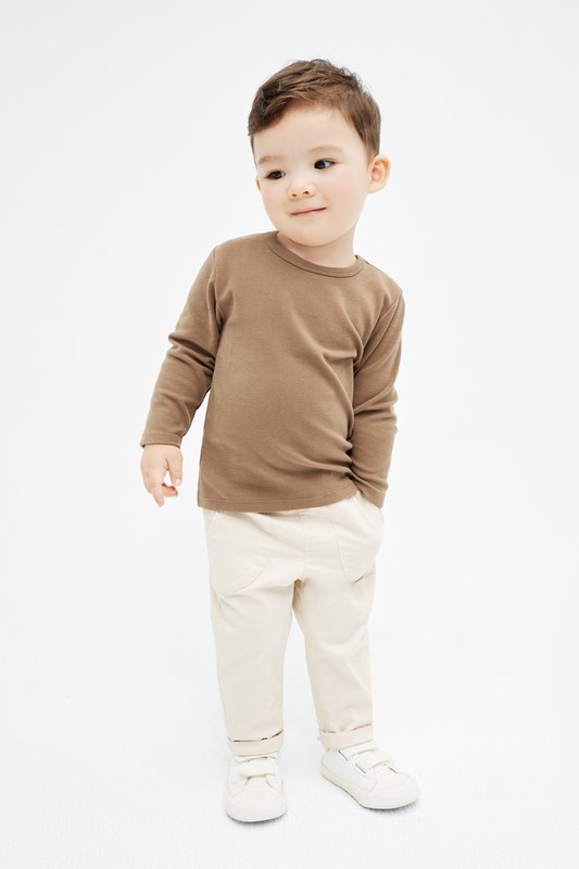 磨毛羅紋圓領長袖T恤-Baby