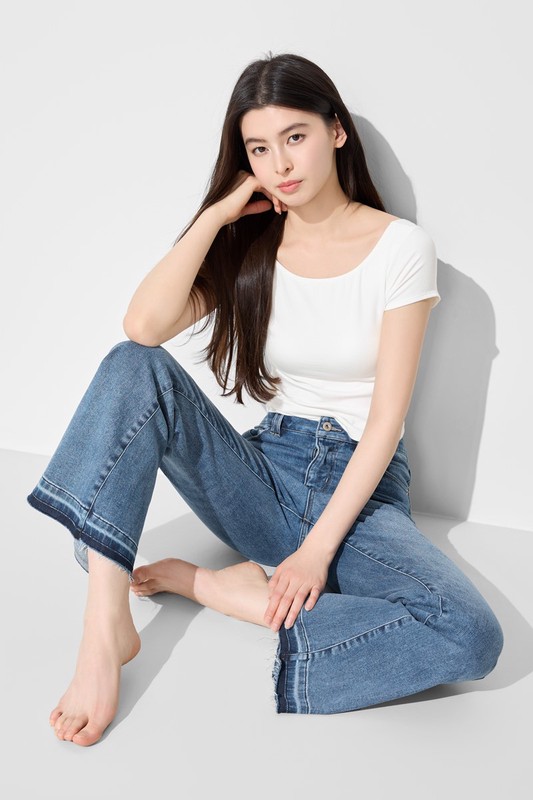 Bra羅紋挖背短版T恤-女