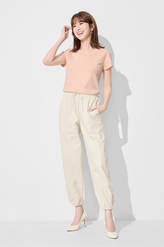 竹節棉V領T恤-女