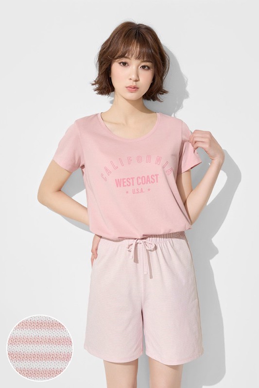 快乾棉文字印花家居套裝-女