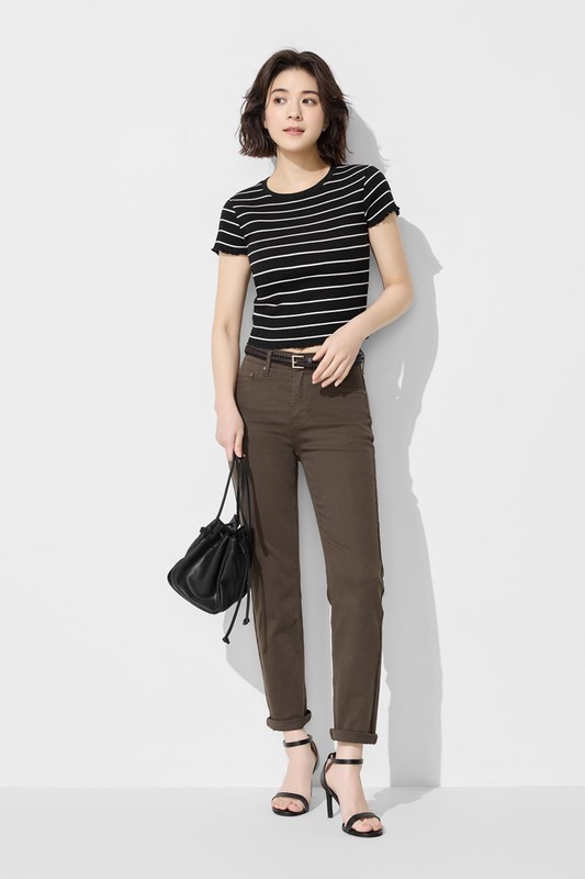 多色修身直筒九分牛仔褲-女