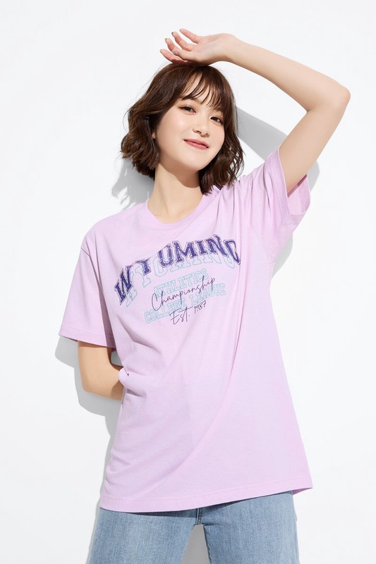 文字寬長版印花T恤-10-女