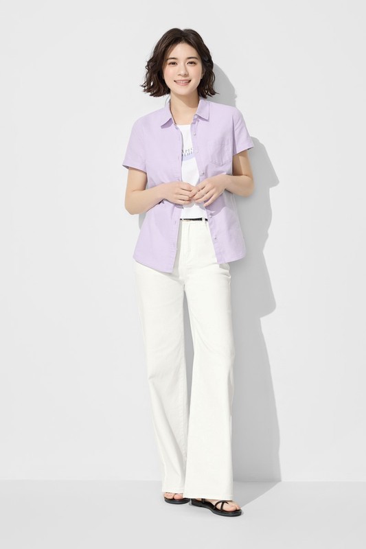 牛津短袖襯衫-女