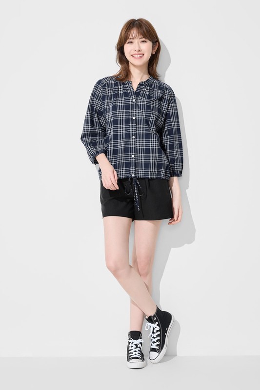 彈力打褶短褲-女