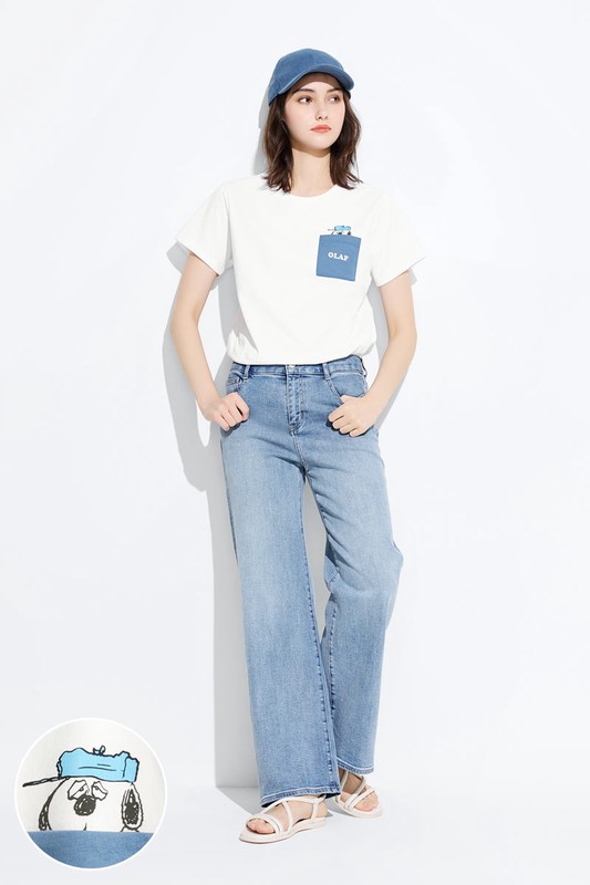 史努比系列口袋印花T恤-22-女