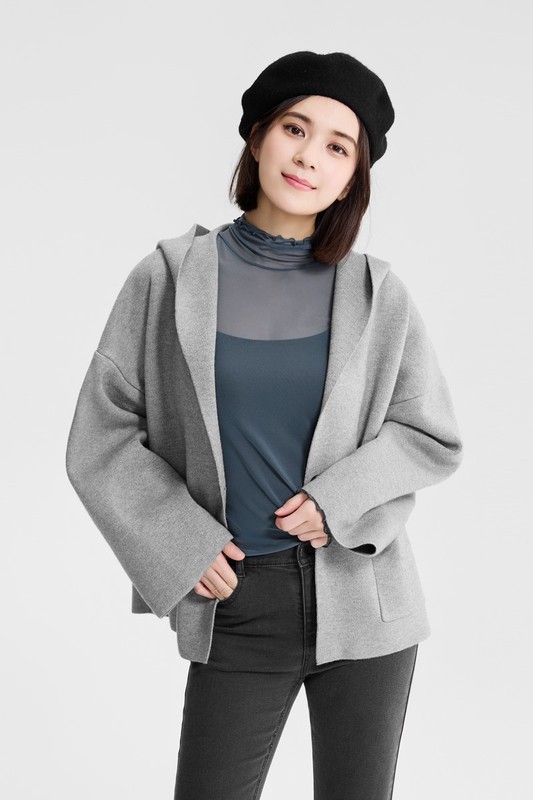 透膚木耳邊高領T恤-女
