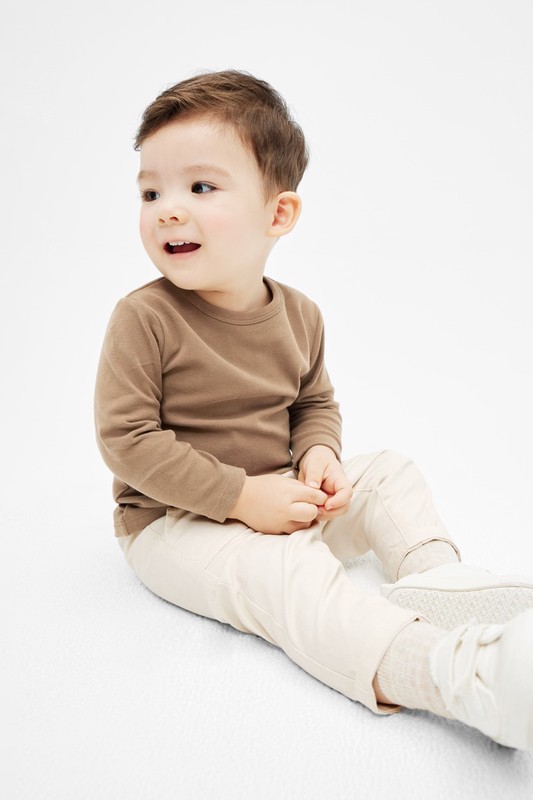 磨毛羅紋圓領長袖T恤-Baby