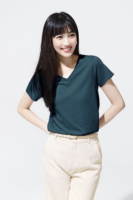 純棉V領T恤-女