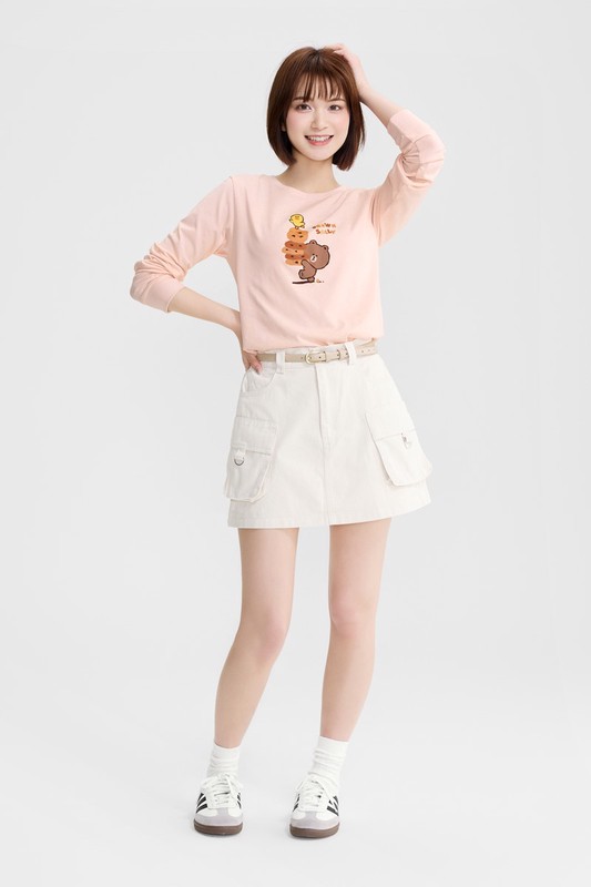 LINE FRIENDS長袖印花T恤-04-女