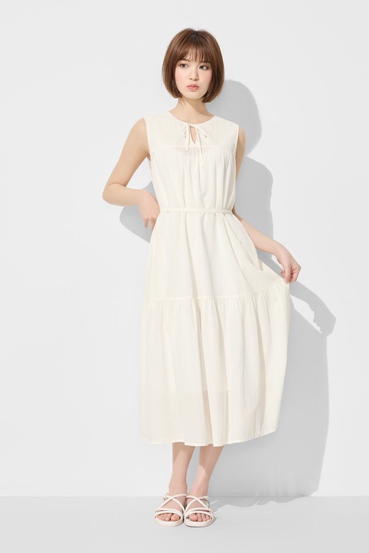 棉質綁帶無袖洋裝-女