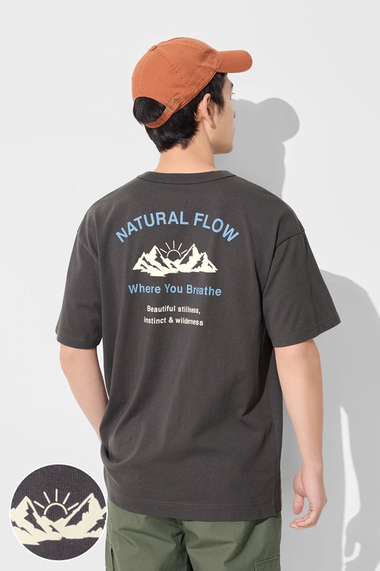 粗紡寬版文字印花T恤-03-男