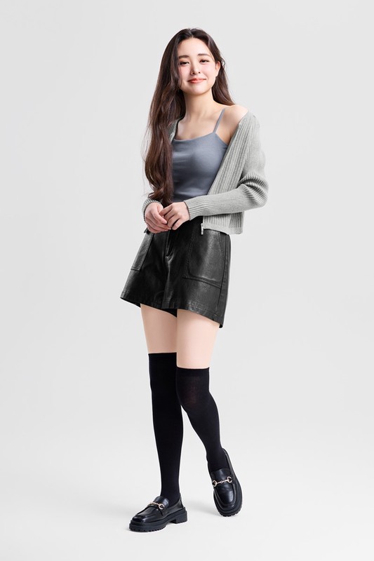 羅紋拉鍊開襟毛衣-女