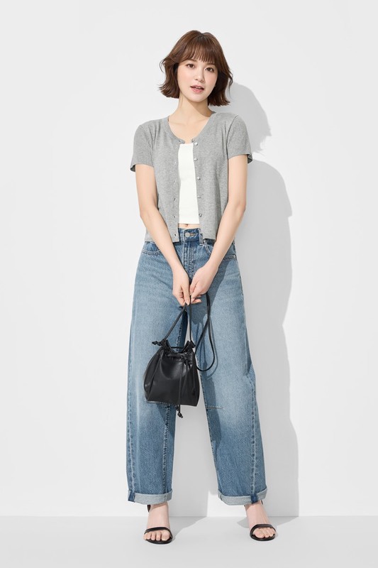 愛心釦短版透膚針織外套-女