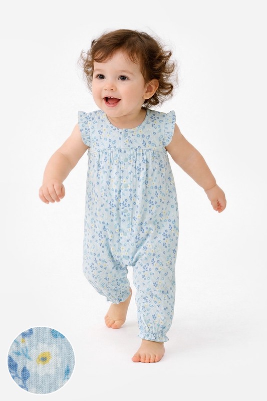 荷葉袖碎花連身衣-Baby