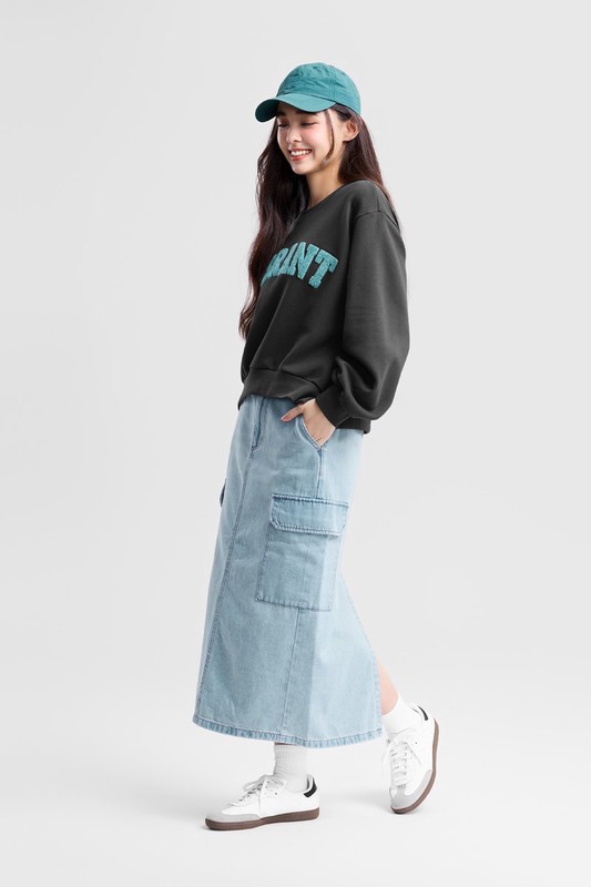 工裝牛仔長裙-女