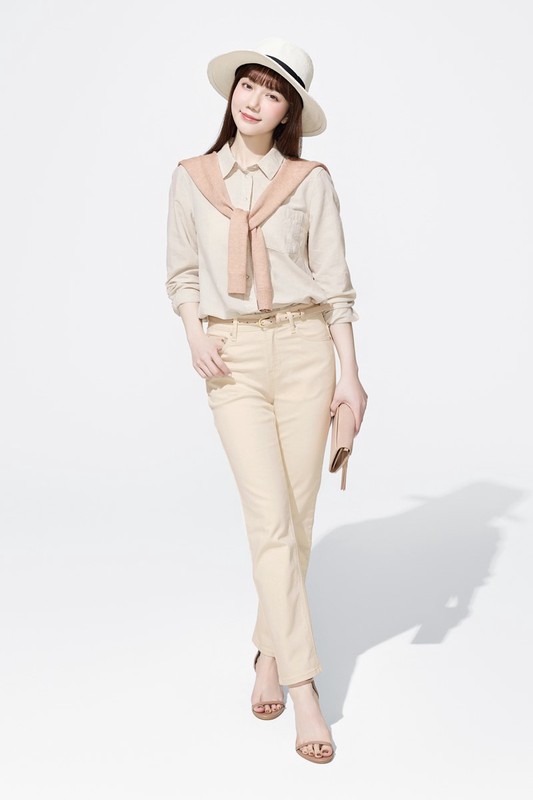 多色修身直筒九分牛仔褲-女