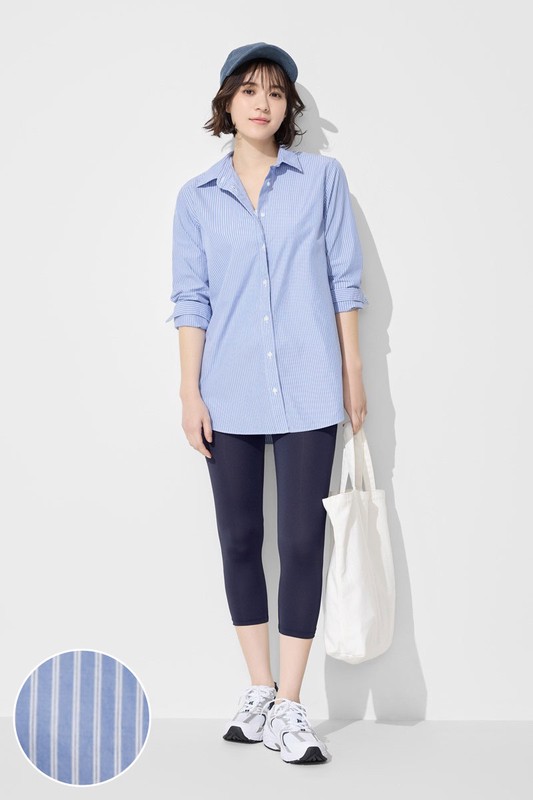 棉質條紋長版襯衫-女