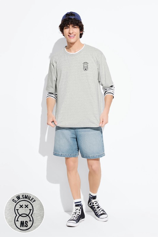 S.W.SMILEY®寬版印花T恤-03-男