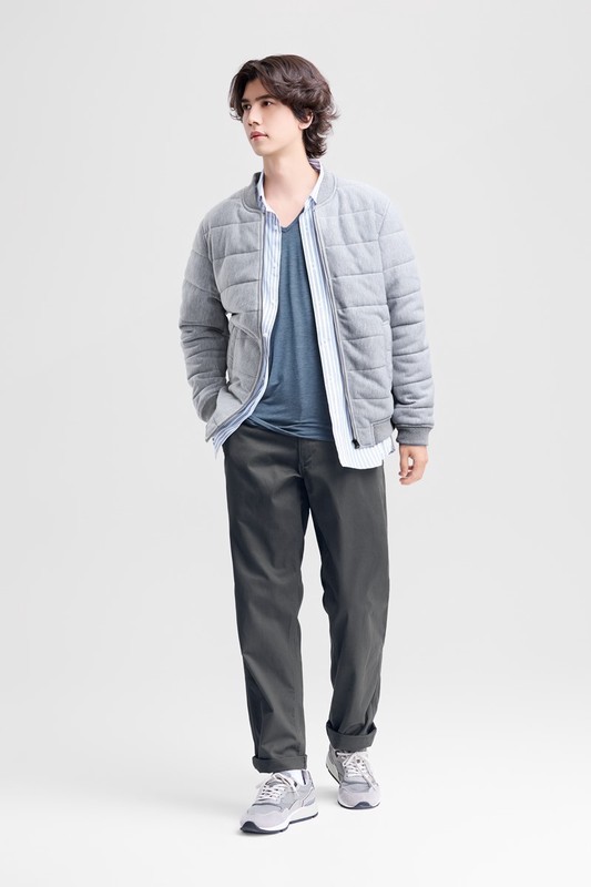 heatup V領九分袖上衣-男