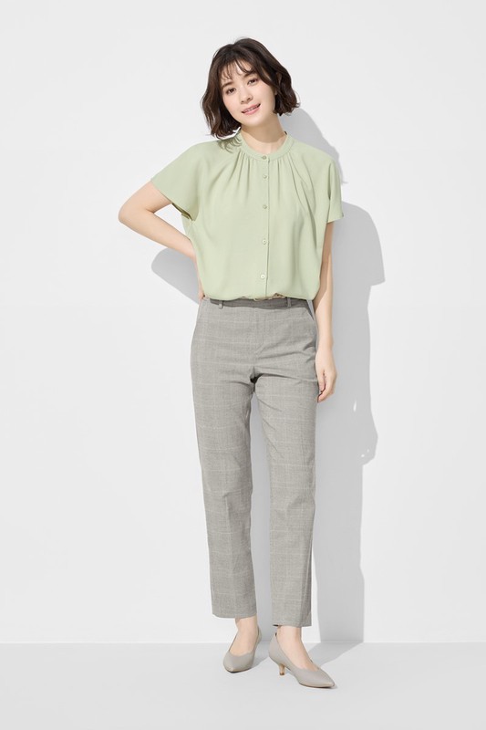 嫘縈立領連袖襯衫-女