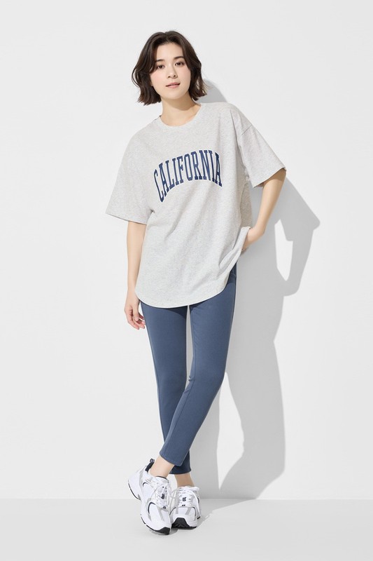 粗紡寬長版文字印花T恤-女