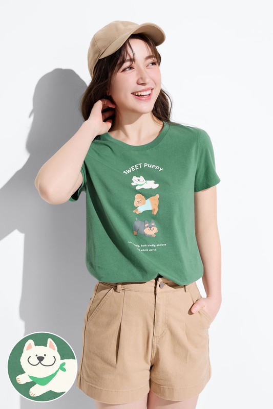 狗狗印花T恤-女