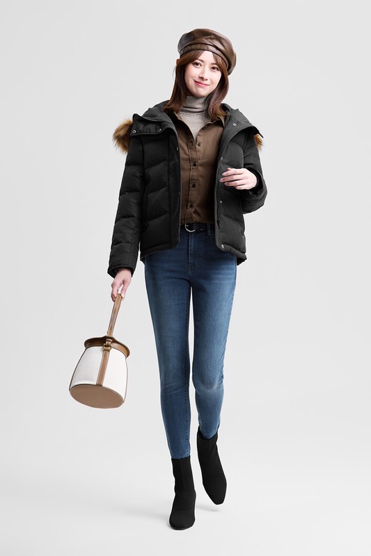 極暖羽絨帽毛連帽外套-女