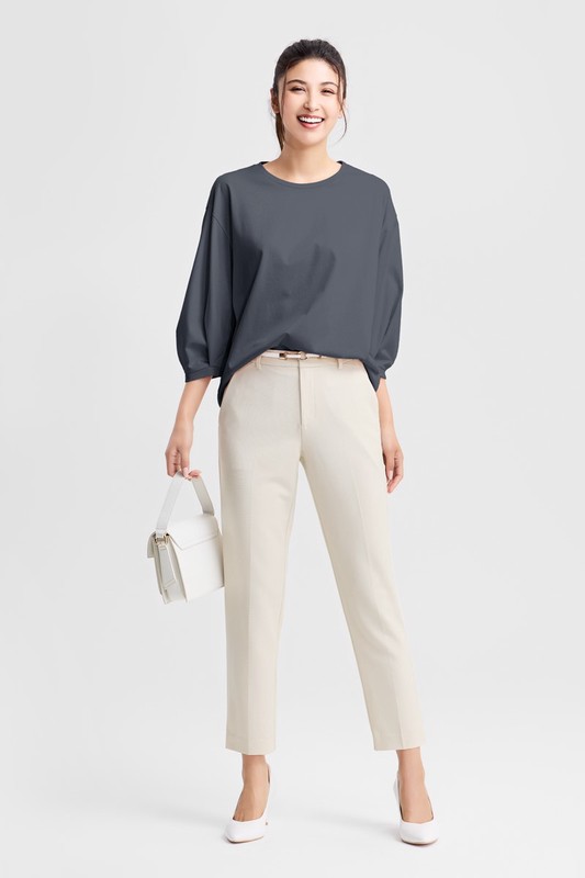 絲光棉寬版七分袖上衣-女