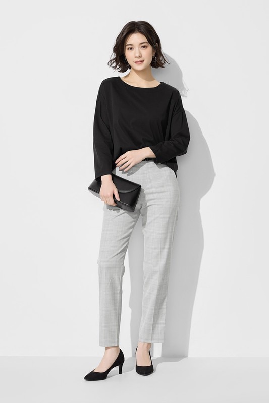 絲光棉寬版落肩九分袖上衣-女